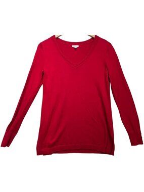 Talbots Women's V Neck Pullover Sweater Knit Long Sleeve Size Small Red Solid